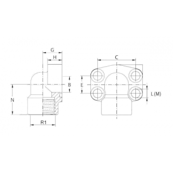 Фланец за накрайник 3000PSI, лека серия - 90°
