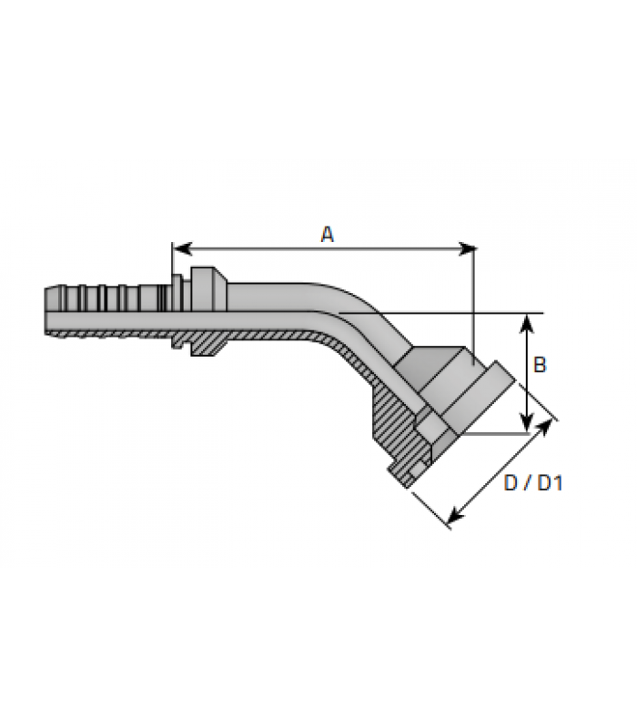 Накрайник фланцови SFL 45, лека серия 3000 PSI, коляно 45°, без забелване Hyper Spiral