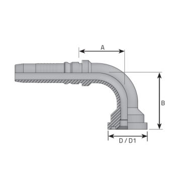 Накрайник фланцови SFS, тежка серия 6000 PSI, коляно 90°, със забелване Interlock