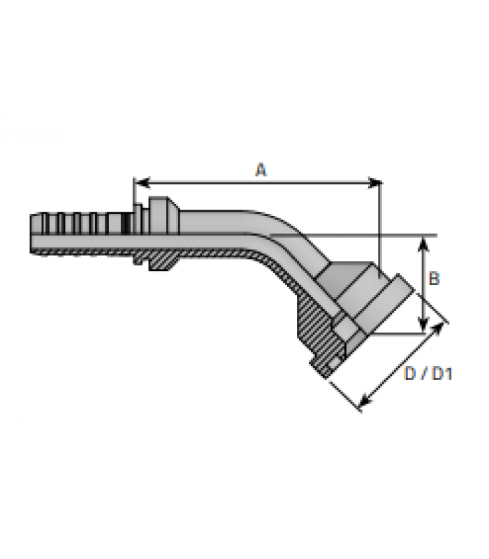 Накрайник фланцови SFS, тежка серия 6000 PSI, коляно 45°, без забелване Hyper Spiral